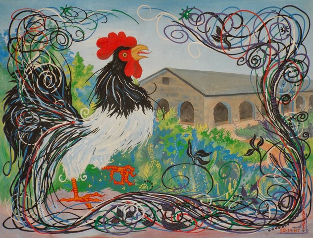 10 Ecuadorian Rooster acrylic 28x38 approx. 4000.00